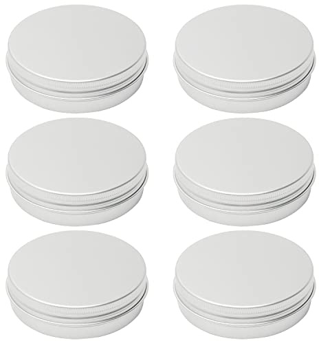 Othmro Runde Metalldosen, Aluminiumdosen, nachfüllbar, 100 ml, Blechdosen mit Schraubdeckel, für Salbe, Gewürze, Lippenbalsam, Tee, Süßigkeiten, Silber, 83 x 23 mm, 6 Stück