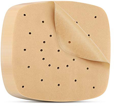 Beasea Perforated Parchment Paper, 200pcs 7 Inch Air Fryer Unbleached Filter Paper Square Disposable Bamboo Steamer Basket Papers
