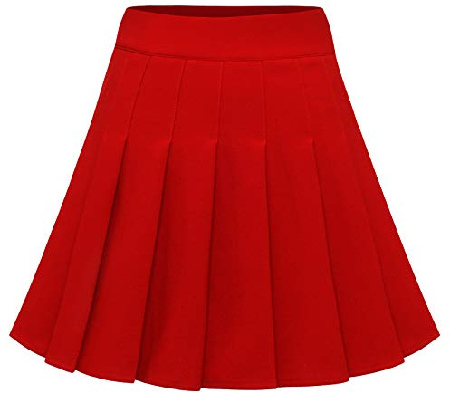 Dressystar Falda plisada elástica para mujer, colegiala sólida, patinadora, tenis, básica, minifalda, L