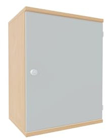 Flügeltürenschrank, 1 Dekor-Einlegeboden, abschließbar, Schloss links, 600x425x768, Lichtgrau/Buche