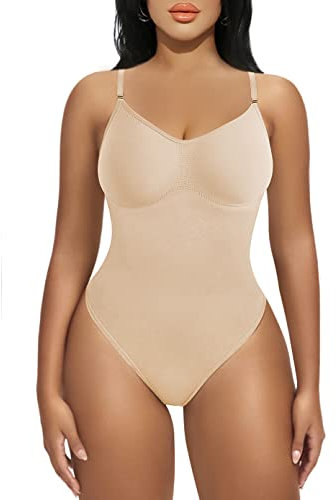YIANNA Fajas Colombianas Shapewear für Damen, postpartale Bauchkontrolle, Body Shaper, Po-Lifter, Body, Beige, XXL