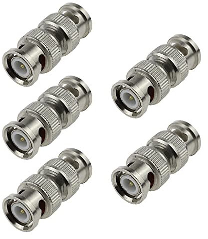 The Lord of the Tools 5X Adaptateur Coupleur BNC Mâle à Mâle 50/75 ohm 26W pour Caméra de Sécurité Vidéo CCTV Connecteur Droit Câbles Vidéo SDI/BNC Alliage