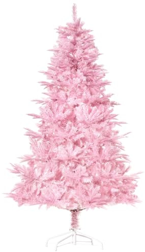 HOMCOM Árbol de Navidad Artificial de 6 pies, decoración de árbol de Navidad con Apertura automática para Fiestas en casa, Color Rosa