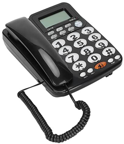 VBESTLIFE Telefono Fisso con Filo, Telefono Fisso con Cavo a Pulsanti Grandi, per Camere D'albergo in Ufficio a Casa, ID Chiamante, Chiamata in Vivavoce