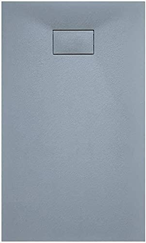 Piatto Doccia Arredo Bagno In Resina Effetto Pietra Stone Ardesia Spessore 2.6 Cm Antiscivolo Filopavimento Riducibile Indistruttibile Con Griglia Di Copertura Grigio (80 x 160 cm)