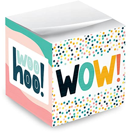Modern Appreciation Sticky Note Cube / 600 Sheets / 2.75 Motivational Memo Block Printed On 4 Sides/Colorful Empowering Messages/Made in USA
