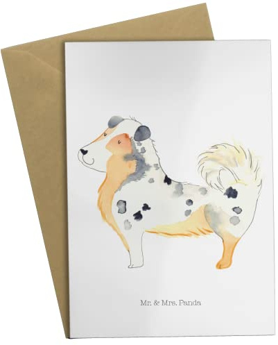 Mr. & Mrs. Panda Grußkarte Hund Australien Shepherd - Geschenk, Grußkarten, Familienhund, osterkarte, einladungskarten, osterkarten, Sprüche, Spruch, babykarte, weihnachtskarten