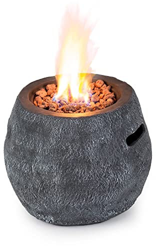 Blumfeldt Andros Gas-Feuerstelle, Feuerschale, Heizstrahler & Feuerstellen 40.000BTU/13kW Feuerstelle mit, Edelstahlbrenner, Heizstrahler Gas,grau-weiß