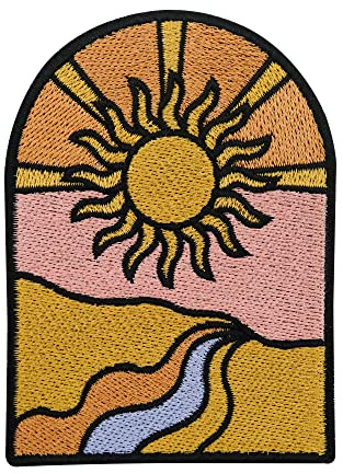 Finally Home Der Weg der Sonne Retro Patch zum Aufbügeln | Vintage Patches, Rising Sun Bügelbild, Aufbügler, Old School Hippie Aufnäher