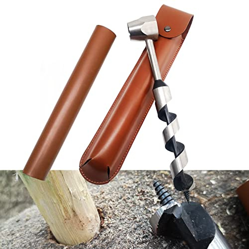 MinliGUY Tool Lot de 10 tarières à bois à œillet de Scotch, clé à tarière manuelle plus aiguisée intégrée et clé à tarière hexagonale pour Settlers Outil de survie