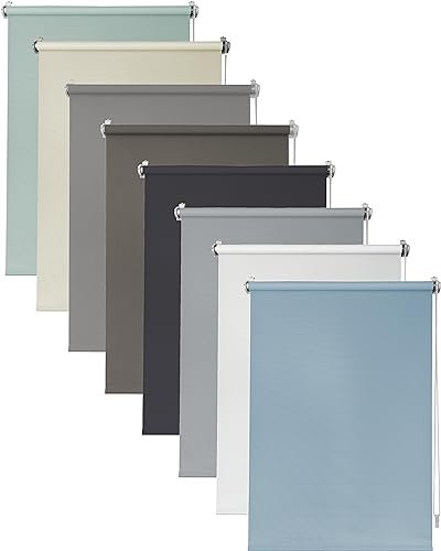 Deco4Me Thermo Verdunklungsrollo ohne Bohren (70 x 160 cm, Hellblau (Blackout)) - lichtundurchlässig & wärmeisolierend - Thermrollo, Abdunkelungsrollo, Klemmrollo Verdunkelung (Stoffbreite 66 cm)