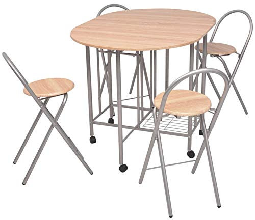 RONGQI Ausklappbarer Esstisch, Esszimmertisch, Baumkantentisch, Dining Tables, Esszimmermöbel, Küchentisch, fünfteilig MDF