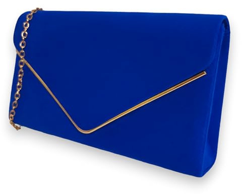 fi9 Damen-Handtasche, einfarbig, Wildleder, Brautschmuck, Abschlussball, Hochzeit, Abend, Party, Geldbörse, Handtasche, medium (Königsblau)