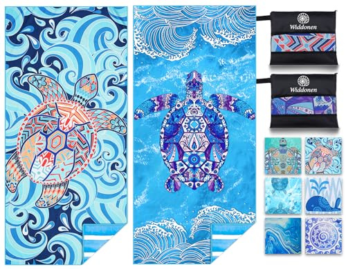 2 Pack Microfiber Lightweight Beach Towel Sand Free Quick Dry Absorbent Thin Compact Towels for Swimming Pool Camping Beach Accessories Large Easy Pack Travel Things for Vacation Essentials Gift