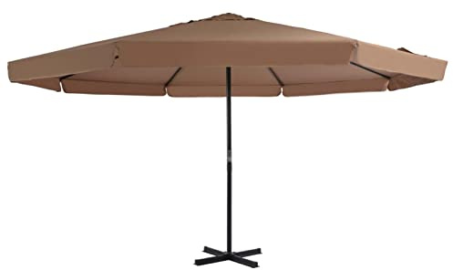 Festnight 5m Sonnenschirm mit Aluminium-Mast, Große Kreuzstandfuß, Gartenschirm Marktschirm in Taupe