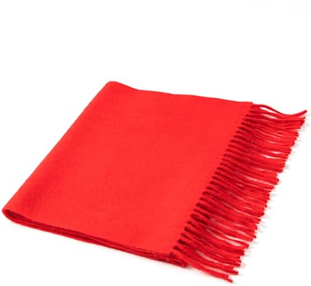 Villand Écharpe en pur cachemire à 100% avec des bordures à franges, Châle en cachemire extra doux et large pour femmes et hommes. (Rouge)