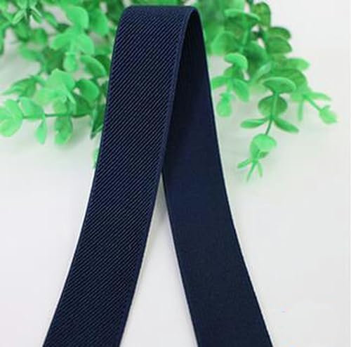 Cinta elástica colorida de 25 mm Banda decorativa de alta elasticidad Cinturón de goma Línea elástica Ajuste de bricolaje Costura Banda para la cintura Accesorio para prendas de vestir-azul marino