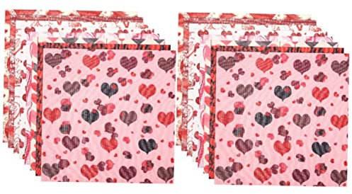 EXCEART 2 Sets Valentinstag Stoff Herz Urlaub Nähen Stoff Patchwork Baumwolltuch Für Quilten Handwerk 8 Stück * 2