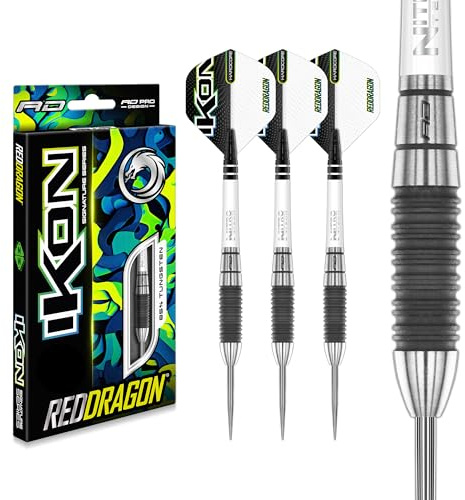 RED DRAGON Ikon 1.2 22 Gramm Professionelles Wolfram Steeltip Dart Set mit Flights und Schäften