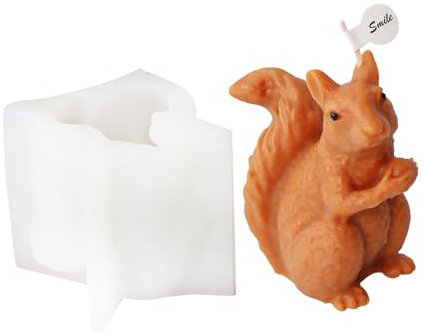 JS MOLD Kerzenform Silikon,3D Eichhörnchen Silikonform Kerzenform,Tier Backform Silikon Formen,DIY Silikonform Kerzen-Gießen Formen für Schokolade,Seife, Kerzen, Gips Dekor (01#)