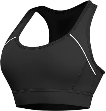 Paeceioni Sports Bras Women High Impact, Seamless Racer Back Padded Support Comfort Bra, Adjustable Running Bra Women High Impact, Ladies Sports Bras for Yoga Gym Workout Fitness Black(L)