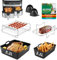 Air Fryer Accessories with Magnetic Cookbook for Tefal Easy Fry 5.2L/3.1L, for Tower T17099, for Salter EK5729, for Huddle 5L/3.5L - Different Size Dual Drawer Air Fryer Silicone Liners - Black