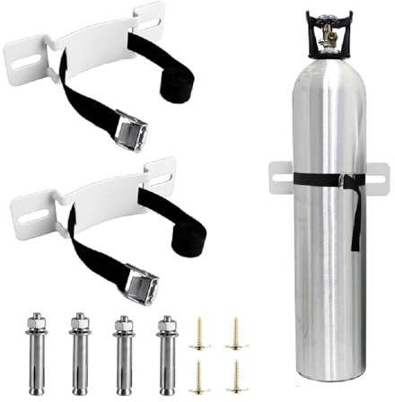 Soporte para tanque de propano, soporte de tanque de oxígeno, soporte de cilindro de gas nitrógeno, con tornillos y cadena de seguridad de 59 pulgadas, adecuado para soporte de tanque de propano de