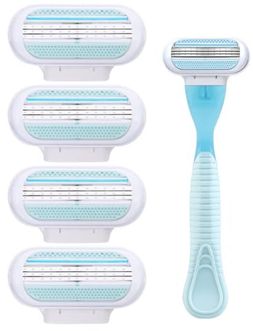 5 Piezas Maquinillas Desechables, Maquinillas de Afeitar Desechables de 3 Hojas, Recambios de Hojas de Afeitar para Mujer, para Afeitar Todas las Áreas del Cuerpo