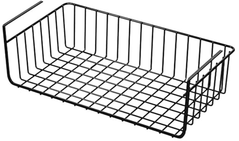 MagiDeal Panier de Rangement Sous Étagère en Fil Métallique, Support pour l'Espace, Multifonction, Coulissant, Noir 32x22cm
