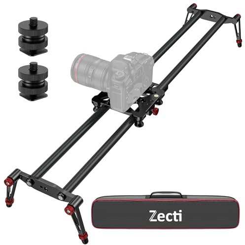 Zecti Camera Slider 32 /80 cm Adjustable Carbon Fiber Camera Dolly Track Slider Video Stabilizer Rail for Camera DSLR Video Movie Photography Camcorder Stabili