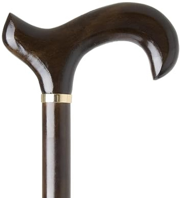 Woodland Herren Holz Derby Cane - Eleganter Gehstock aus dunklem & hellbraunem Holzbeizen, bequeme Gehstöcke für Männer & Frauen, leicht, leicht verstellbar Stick Man