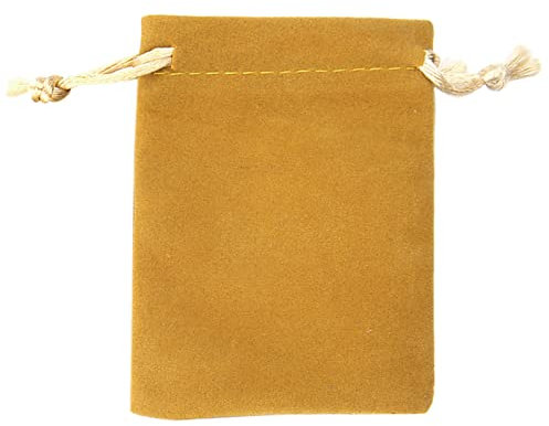 WELLDOER Würfelbeutel mit Kordelzug, Samt, Schmuckbeutel, Flanell, Geschenkbeutel, 13 x 18 cm, Samt-Würfelbeutel, Tarots Kordelzugbeutel, khaki