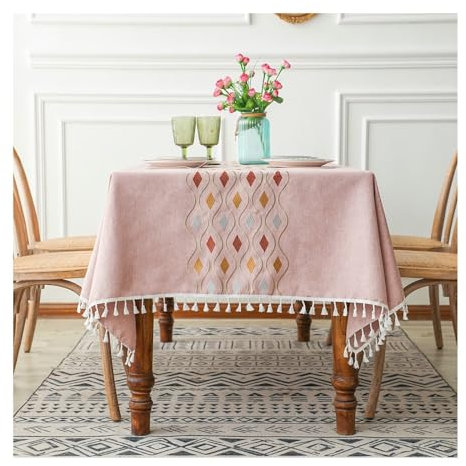 Aotiwe Rosa Tischdecke, Tischdecke Garten Boho Blume Gartentischdecke Abwaschbar Sommer Abwaschbare Tischdecke Außenbereich Polyester 100x160cm