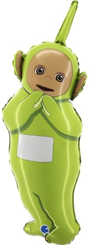 Grabo Teletubbies Geburtstagsballon Made in Italy. Dipsy Kinderparty-Ballon, mit Strohhalm zum Aufblasen, bunte Luftballons hergestellt in Italien, 38 x 99 cm aus Folie