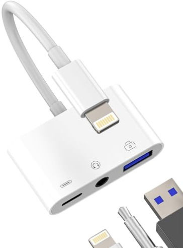 Adattatore Lightning Jack Cuffie USB Ricarica (3in1) Per Apple iPhone 14 13 12 11 Pro Cavo OTG Da Tastiera Chiavetta Di 3,5mm Audio Telefono Macchina Fotografica Lettore Schede Mouse A Adapter ip