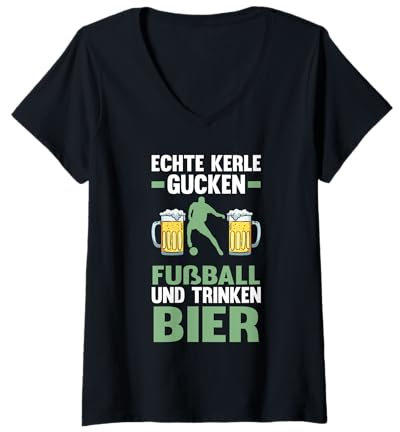 Damen Echte Kerle gucken Fußball Fußball Bier T-Shirt mit V-Ausschnitt
