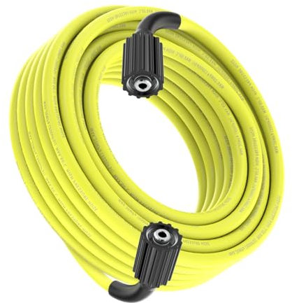 XENDY WASHER 1/4 Pressure Washer Hose 10M,Power Kink Free High Pressure Hose M22 14MM Solid Fittings Pressur Washer Replacement Light Weight Yellow