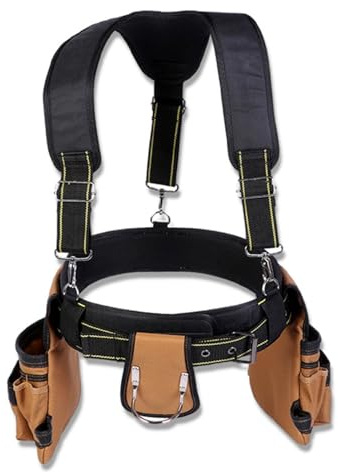 Sanfoelek Ceinture à outils avec bretelles, gilet à outils robuste avec sac à outils amovible et réglable, support de taille, organisateur d'outils idéal pour charpentiers, électriciens et jardinage