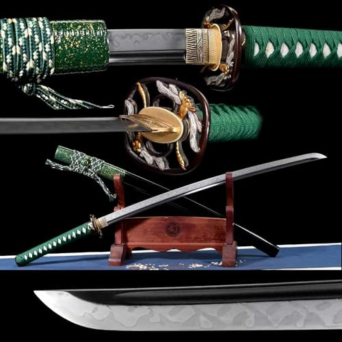 103cm handgefertigtes Katana,Klinge aus T10-Stahl mit handgebranntem Flammenmuster,Scheide aus massivem Holz und Handschutz aus reinem Kupfer,echtes Samurai schwert zum Verschenken,Sammeln,Kampfsport