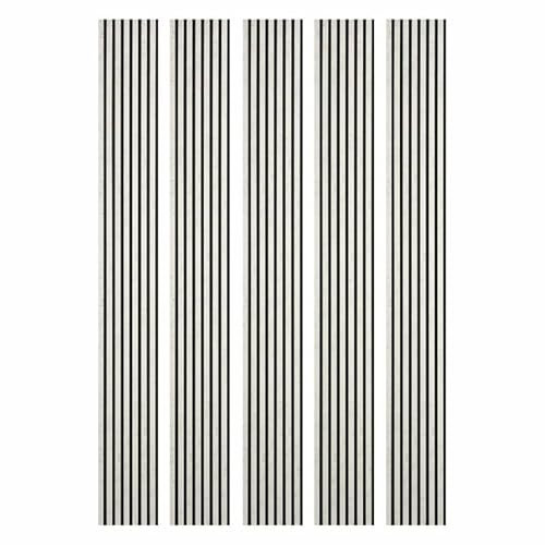 Mur TV - Lot de 5 Panneaux tasseaux Bois 250 x 30 x 1,9 cm - décor marbre Blanc/Feutrine Noir - 3,75m²