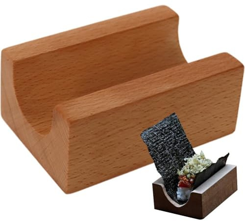 Lpitoy Wooden Taco Holder U-shape Sushi Serving Tray Japanese Sushi Plate Taco Holders Sushi Hand Roll Holder Dessert Display Plate for Home Restaurant