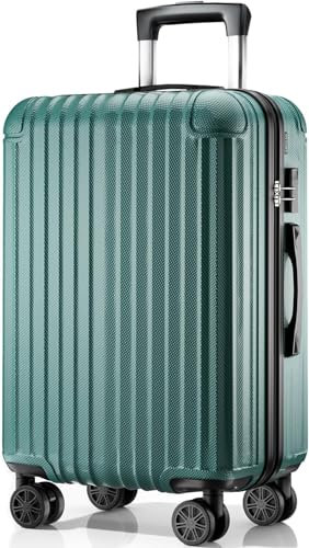 ABISTAB Hartschalen Reisekoffer groß 76x51x30cm, Handgepäck Koffer, Koffer & Trolleys mit 4 Rollen, Zahlenschloss, leicht Rollkoffer, Dunkelgrün