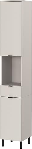 Germania Hochschrank GW-Arcena 1393-572, in Kaschmir, gedämpfte Türen und Schublade, 30 x 190 x 34 cm (BxHxT)