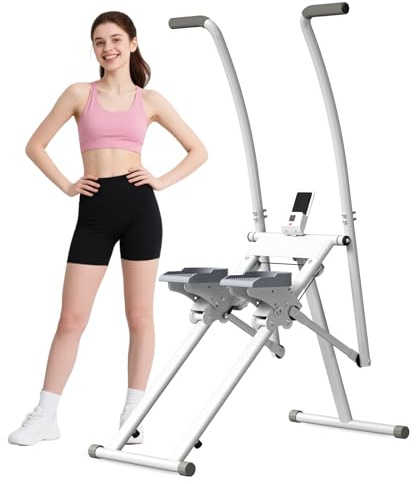 Vertikale Klettermaschine,CEIEVER Tragbarer Crosstrainer Stepper mit Einstellbarer Pedale 150Kg Last Treppe Stepper Klappbare mit LCD-Instrumentenanzeige für Heimtraining,Fitnessstudio