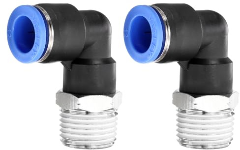 sourcing map 2pcs 90 Push to Connect Fittings 1/2 NPT Male Thread x 12mm ID Elbow Fitting Quick Connect Air Hose Pneumatic for Water Gas Oil Pipe