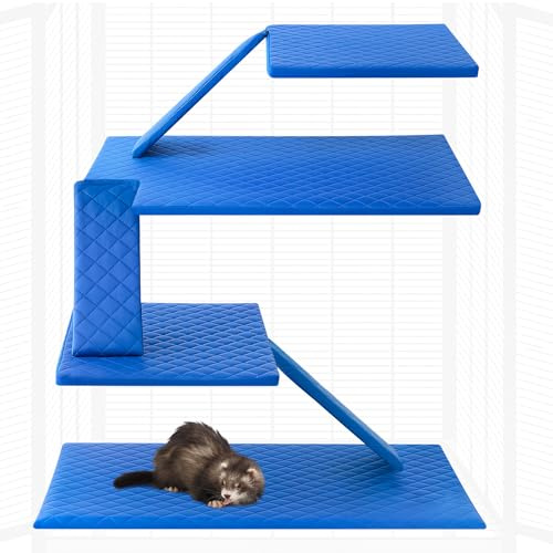 Beeveer Frettchenkäfig-Auskleidung, waschbar, für Frettchen, Bettwäsche, Käfig-Zubehör-Set für Kleintiere, Hamster, Ratten, Chinchillas, Igel, Meerschweinchen, Blau, 7 Stück