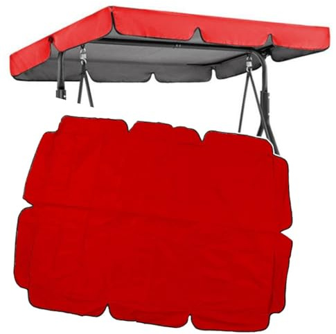 VLKLPZAHAK 2 Seat Outdoor Swing Replacement Cover 66x45in Porch Swing Canopy Replacement Top, Garden Swing Replacement Canopy Silver Coated Windproof Fabric(Red,77x43in-195x112cm)