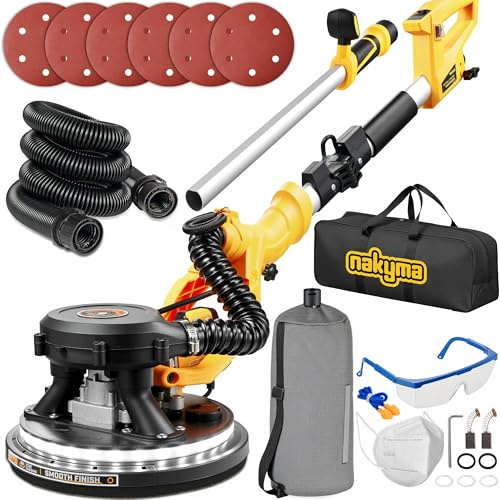 Drywall Sander, 950W 8.5A Electric Drywall Sander with Vacuum Dust Collector, 9 Variable Speed 800-2100RPM, Foldable & Extendable Handle,Wall Sander for Popcorn Ceiling, Pole Sander for Drywall