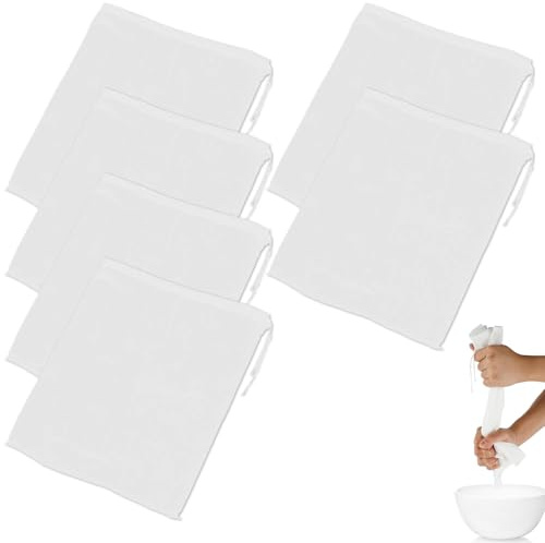 6-Piece Premium Cheesecloth Set for Straining Nut Milk, Soy Milk, Grape Juice, and More - Durable Nylon, 20x30cm Each