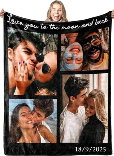 Personalisierte Decke mit Foto,Foto Kuscheldecke Selber Gestalten,Winter Warm Dick Weich Flanell Decke Geschenke für Frauen und Männer, Fotogeschenke zum Geburtstag Weihnachten